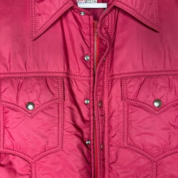 Vintage 70s Red Goose Down Puffer Jacket, Snap & Zip Closure, Trucker-Style Cut - Picture 3 of 11